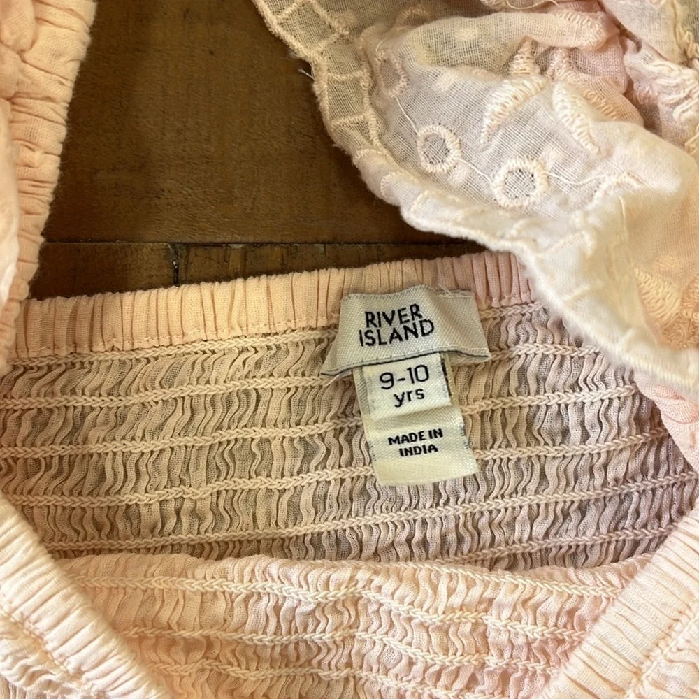 River island peach lace crop top and skirt set